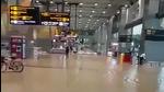 Waterlogging at Delhi’s Indira Gandhi International Airport on Saturday. (PTI) Waterlogging at Delhi’s Indira Gandhi International Airport on Saturday. (PTI)