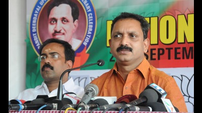 BJP state president K Surendran alleged that the case against him was politically motivated (ht photo)