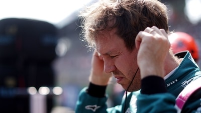 Aston Martin's Sebastian Vettel on the grid before the race. (Pool via REUTERS)