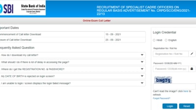 SBI SCO admit cards 2021: Candidates who have applied for SBI SCO recruitment examination can download their call letters from the official website of SBI at sbi.co.in. (sbi.co.in)