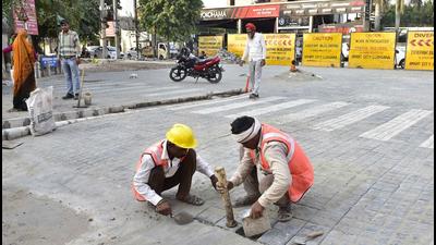 Construction work under the Smart City Mission in progress on Malhar road in Ludhiana on Thursday. (Gurpreet Singh/HT) Construction work under the Smart City Mission in progress on Malhar road in Ludhiana on Thursday. (Gurpreet Singh/HT)