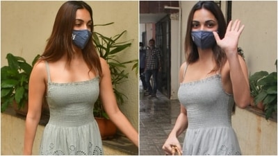 kiara advani grey dress Kiara Advani In Short Skirt At BFF's With Vogue Show