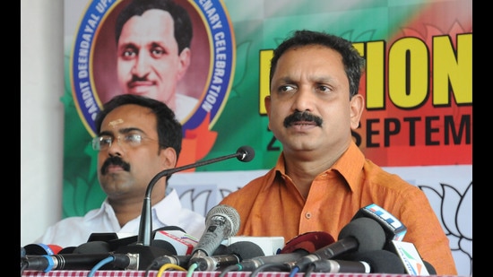 BJP state president K Surendran alleged that the case against him was politically motivated (ht photo)