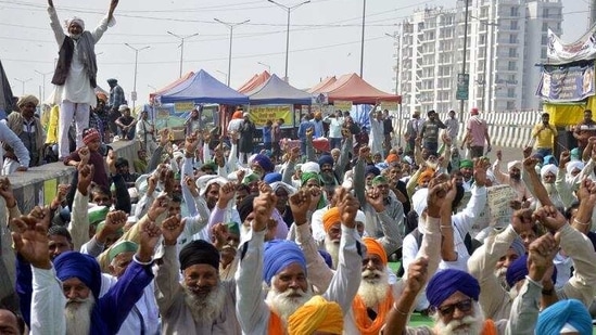Demonstrators at the Ghazipur farmers’ protest site in New Delhi.(Sakib Ali/HT file photo) Demonstrators at the Ghazipur farmers’ protest site in New Delhi.(Sakib Ali/HT file photo)
