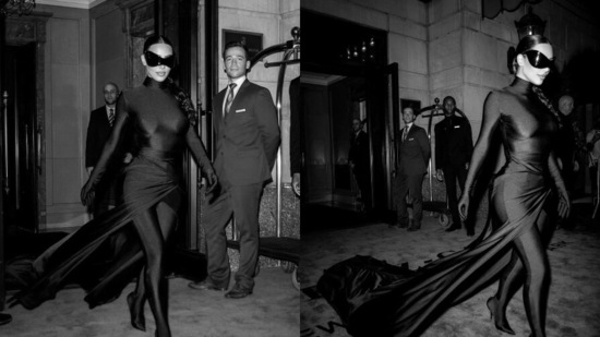For the after-party, Kim Kardashian turned to black yet again. The reality show star dressed in a catsuit with a dramatic pair of sunglasses. She wore her hair in a slick ponytail and slipped into a matching pair of heels to complete her look. (Kim Kardashian/Instagram)