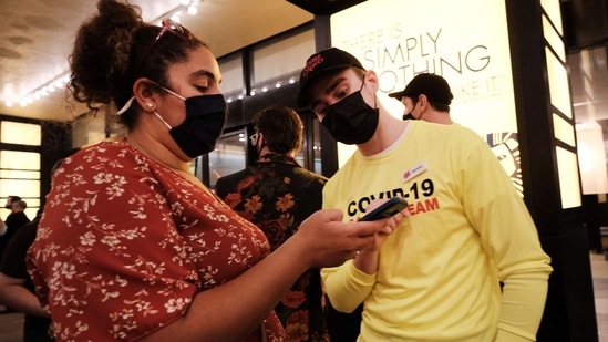 People attending the play ‘The Lion King’ show proof of vaccination at the door as numerous Broadway shows re-open on September 14 in New York City.&nbsp;(AFP)