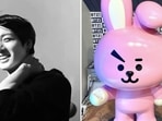 Jungkook gets a gift from Arci Muñoz. Jungkook gets a gift from Arci Muñoz.