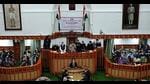 President Ram Nath Kovind along with governor Rajendra Vishwanath Arlekar, chief minister Jai Ram Thakur and Vidhan Sabha Speaker Vipin Parmar during the special session of the Himachal Pradesh assembly in Shimla on Friday. (HT Photo) President Ram Nath Kovind along with governor Rajendra Vishwanath Arlekar, chief minister Jai Ram Thakur and Vidhan Sabha Speaker Vipin Parmar during the special session of the Himachal Pradesh assembly in Shimla on Friday. (HT Photo)