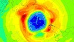 European Space Agency (ESA) shows a map of the ozone hole over the South Pole on 16 September 2021.(AP) European Space Agency (ESA) shows a map of the ozone hole over the South Pole on 16 September 2021.(AP)