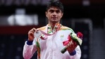 Silver medalist Suhas Yathiraj of India poses on the podium. (Getty) Silver medalist Suhas Yathiraj of India poses on the podium. (Getty)