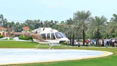 A helicopter ready to take off in Ludhiana on Friday. (HT Photo)
