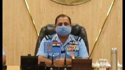Air Chief Marshal RKS Bhadauria addressing CAC annual commanders’ conference at CAC HQ in Prayagraj. (Courtesy: IAF) Air Chief Marshal RKS Bhadauria addressing CAC annual commanders’ conference at CAC HQ in Prayagraj. (Courtesy: IAF)