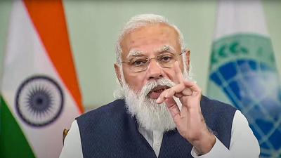 Prime Minister Narendra Modi addresses the SCO Summit 2021 virtually, in New Delhi on Friday, September 17. (PTI) Prime Minister Narendra Modi addresses the SCO Summit 2021 virtually, in New Delhi on Friday, September 17. (PTI)