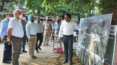 Ministry of Urban Housing and Urban Affairs secretary Durga Shankar Mishra at the Mini Rose Garden in Ludhiana on Friday. (Gurpreet Singh/HT)