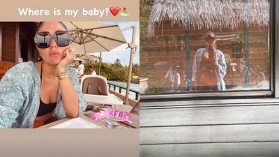 Kareena Kapoor also revealed she was having breakfast by herself and posed to take a picture of her reflection.&nbsp; 