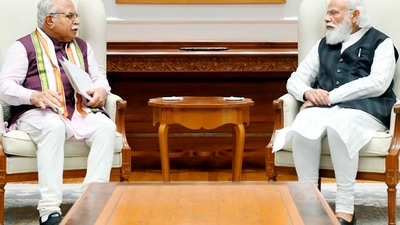 Haryana Chief Minister Manohar Lal Khattar met Prime Minister Narendra Modi in New Delhi on Thursday (PTI Photo)
