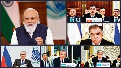Prime Minister Narendra Modi addresses the virtual SCO Summit on Friday. (PTI) Prime Minister Narendra Modi addresses the virtual SCO Summit on Friday. (PTI)