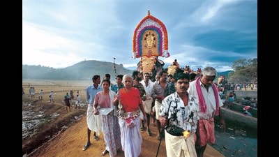 A velichappadu or temple oracle, Kerala. (Universal Images Group via Getty) A velichappadu or temple oracle, Kerala. (Universal Images Group via Getty)