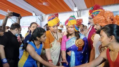 Union minister Smriti Irani and others at the inauguration of the national wrestling championship in Amethi on Friday (SOURCED IMAGE) Union minister Smriti Irani and others at the inauguration of the national wrestling championship in Amethi on Friday (SOURCED IMAGE)