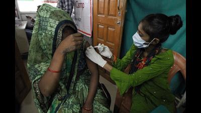 A beneficiary receives a dose of the Covid-19 vaccine during a vaccination drive on the occasion of Prime Minister Narendra Modi’s 71st Birthday, in Gomti Nagar area of Lucknow on Friday (ANI Photo) A beneficiary receives a dose of the Covid-19 vaccine during a vaccination drive on the occasion of Prime Minister Narendra Modi’s 71st Birthday, in Gomti Nagar area of Lucknow on Friday (ANI Photo)