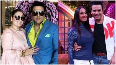Sunita Ahuja and Govinda and their nephew Krushna Abhishek with wife Kashmera Shah. Sunita Ahuja and Govinda and their nephew Krushna Abhishek with wife Kashmera Shah.