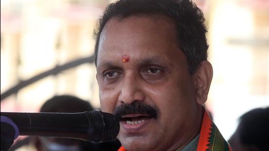 File photo: Kerala Bharatiya Janata Party president K Surendran. (HT Photo) File photo: Kerala Bharatiya Janata Party president K Surendran. (HT Photo)