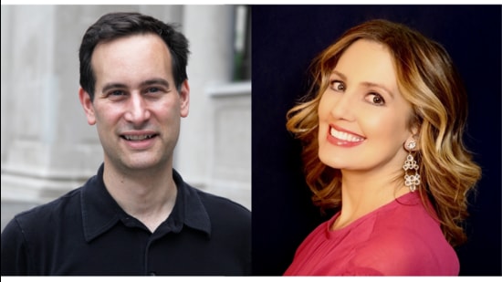 David Levithan (L) and Jennifer Niven are co-authors for the new book Take Me With You When You Go.