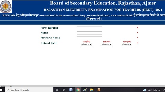 REET admit cards 2021: Candidates who have applied for the REET 2021 exam can download their admit cards now from the official website of Board of Secondary Education, Rajasthan, Ajmer (reetbser21.com).(reetbser21.com)