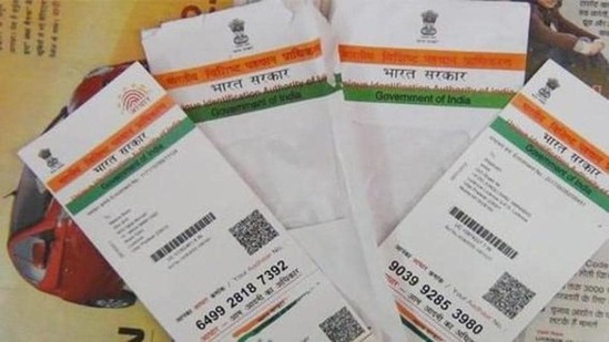 Aadhar and PAN can be linked by sending SMS or through the new e-filing portal of the income tax department.(HT File Photo)
