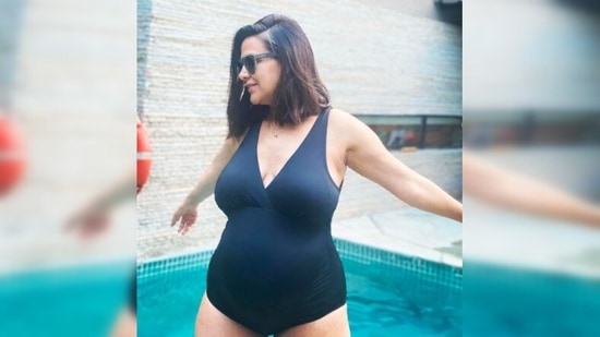 Neha Dhupia accessorised her look with black sunglasses.(Instagram/@nehadhupia)