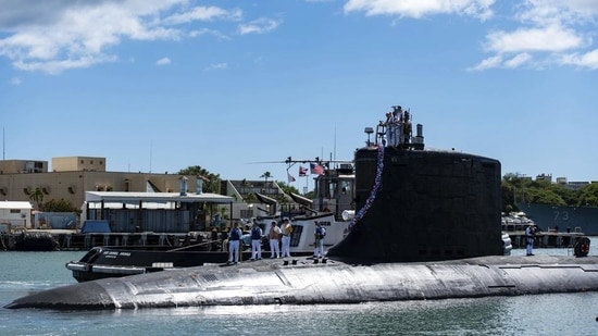 The Virginia-class fast-attack submarine USS Illinois returns home to Joint Base Pearl Harbour-Hickam from a deployment in the 7th Fleet area of responsibility.(AP) The Virginia-class fast-attack submarine USS Illinois returns home to Joint Base Pearl Harbour-Hickam from a deployment in the 7th Fleet area of responsibility.(AP)