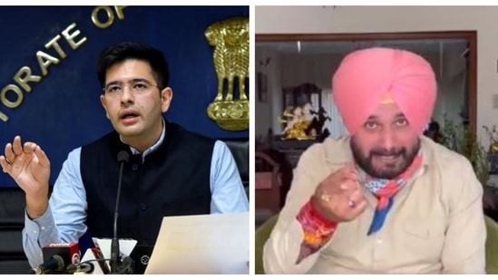 Raghav Chadha said Punjab Congress chief is Rakhi Sawant of Punjab politics after Sidhu criticised Kejriwal. Raghav Chadha said Punjab Congress chief is Rakhi Sawant of Punjab politics after Sidhu criticised Kejriwal.