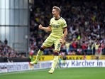 Arsenal's Martin Odegaard celebrates scoring their side's goal. Arsenal's Martin Odegaard celebrates scoring their side's goal.