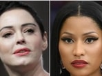 Rose McGowan wrote ‘I stand with Nicki Minaj’ on Twitter to show her support for the singer. Rose McGowan wrote ‘I stand with Nicki Minaj’ on Twitter to show her support for the singer.