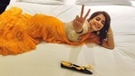 Pooja Hedge goes bold and sassy in <span class='webrupee'>₹</span>48k poppy mango leaf print ruffle saree(Instagram/hegdepooja) Pooja Hedge goes bold and sassy in <span class='webrupee'>₹</span>48k poppy mango leaf print ruffle saree(Instagram/hegdepooja)