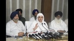 SGPC president Jagir Kaur addressing a press conference regarding the Anandpur Sahib sacrilege in Amritsar on Saturday. SGPC president Jagir Kaur addressing a press conference regarding the Anandpur Sahib sacrilege in Amritsar on Saturday.