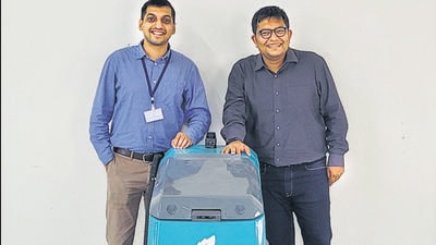Pune-based startup Peppermint, which has designed and built an industrial floor-cleaning robot, was founded by serial entrepreneurs Runal Dahiwade and Miraj C Vora. (HT PHOTO)