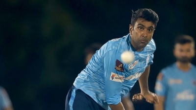 R Ashwin bowling at the nets. (Delhi Capitals)