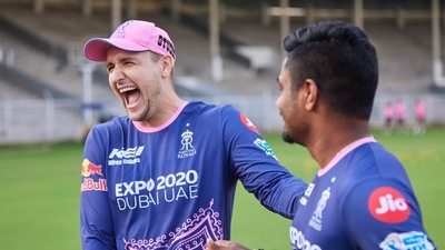 Rajasthan Royals players Liam Livingstone (L) and Sanju Samson Rajasthan Royals players Liam Livingstone (L) and Sanju Samson