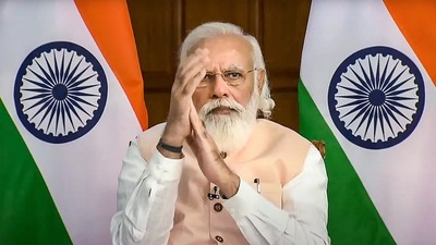 Prime Minister Narendra Modi addresses healthcare workers and vaccine beneficiaries of Goa virtually. (PTI) Prime Minister Narendra Modi addresses healthcare workers and vaccine beneficiaries of Goa virtually. (PTI)
