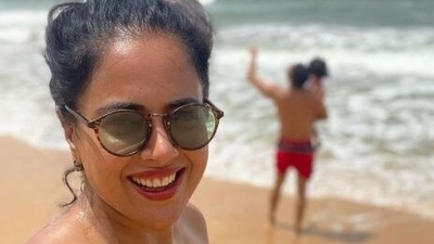 Sameera Reddy at a beach in Goa. Sameera Reddy at a beach in Goa.