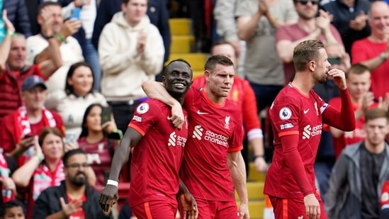 Liverpool's Sadio Mane, left, celebrates with James Milner.(AP) Liverpool's Sadio Mane, left, celebrates with James Milner.(AP)