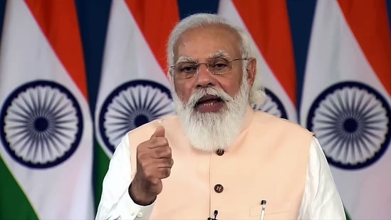 Prime Minister Narendra Modi interacts with healthcare workers of Goa via video conferencing on Saturday - a day after India administered 2.5 crore Covid vaccine doses to mark his 71st birthday. (ANI Photo) Prime Minister Narendra Modi interacts with healthcare workers of Goa via video conferencing on Saturday - a day after India administered 2.5 crore Covid vaccine doses to mark his 71st birthday. (ANI Photo)