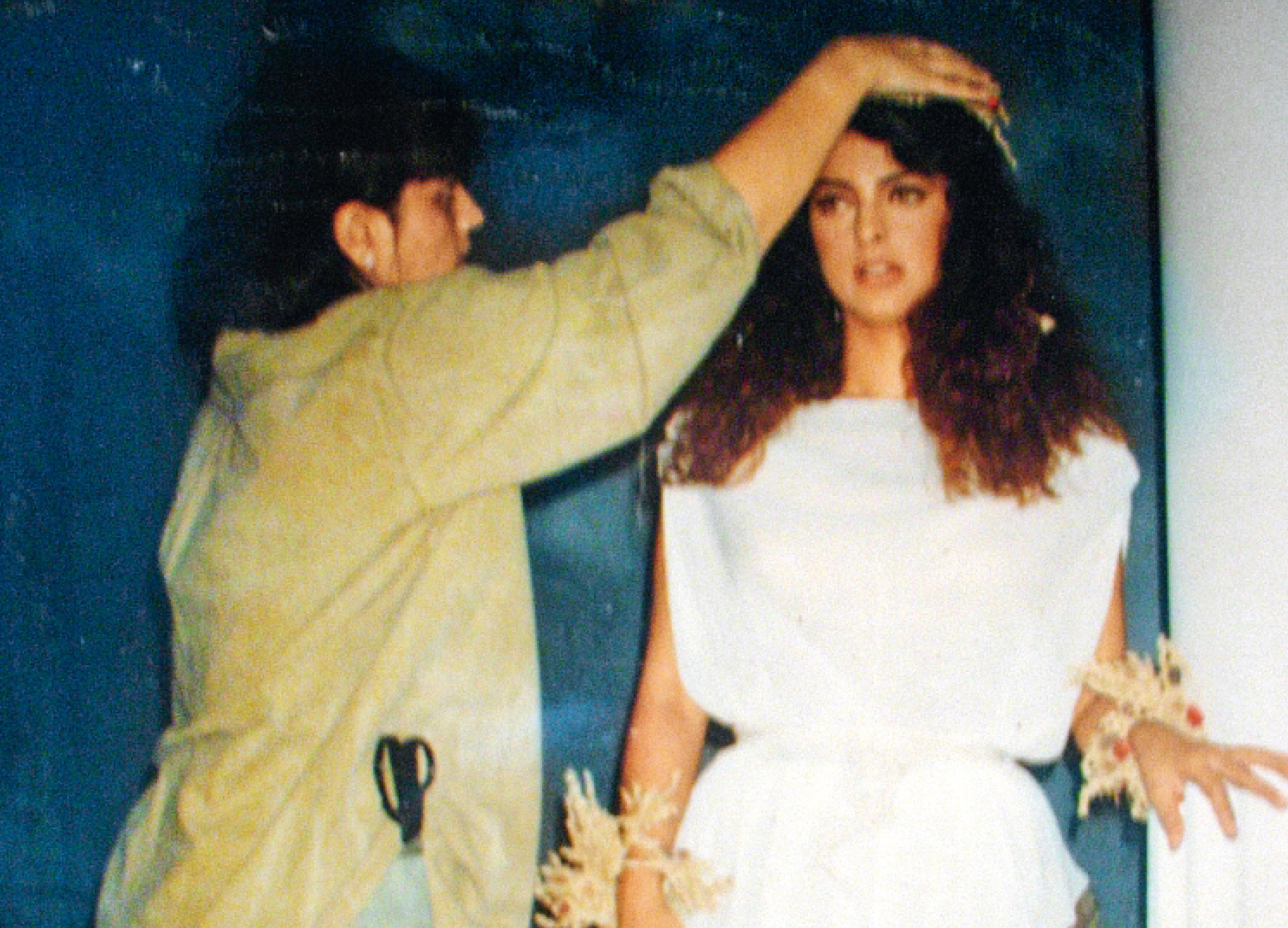 Giving a last minute touch to Juhi for a Movie magazine photoshoot Giving a last minute touch to Juhi for a Movie magazine photoshoot