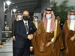 Saudi Arabia's foreign minister Prince Faisal bin Farhan Al Saud arrives in New Delhi on Friday evening. Saudi Arabia's foreign minister Prince Faisal bin Farhan Al Saud arrives in New Delhi on Friday evening. 