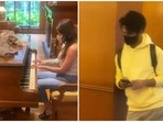 Shahid Kapoor stood nearby as Mira Rajput played the piano. Shahid Kapoor stood nearby as Mira Rajput played the piano.