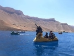 Some Taliban fighters were seen enjoying at Band-e Amir National Park. (Photo: Twitter/@Jake_Hanrahan) Some Taliban fighters were seen enjoying at Band-e Amir National Park. (Photo: Twitter/@Jake_Hanrahan)
