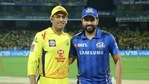 CSK captain MS Dhoni with MI captain Rohit Sharma.(IPL/File) CSK captain MS Dhoni with MI captain Rohit Sharma.(IPL/File)