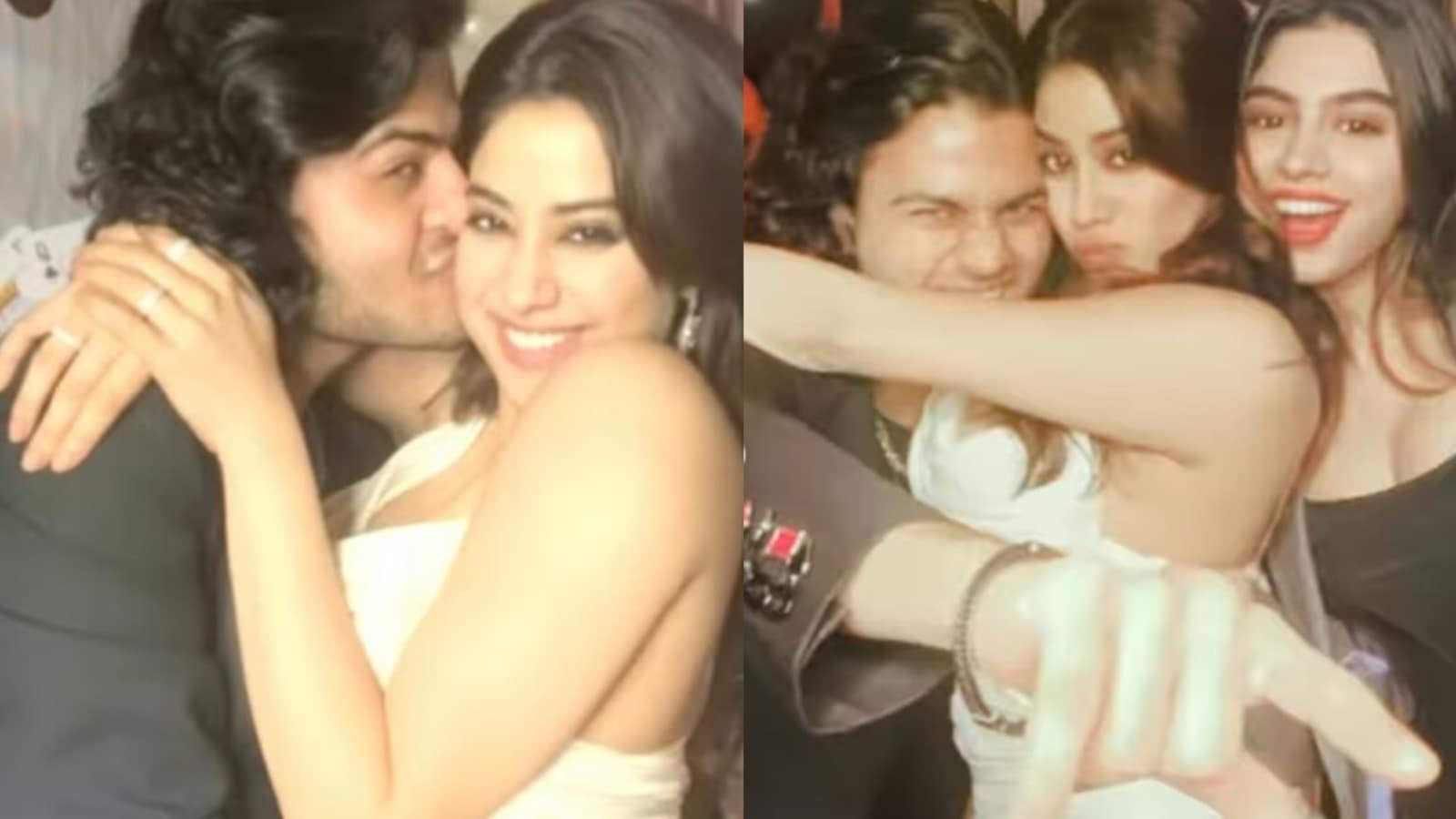 Janhvi Kapoor gets kisses and hugs from rumoured ex Akshat Rajan, goofs  around with Khushi at party. See videos | Bollywood - Hindustan Times