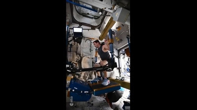 The image taken from the viral video shows astronaut's workout session. (ESA)